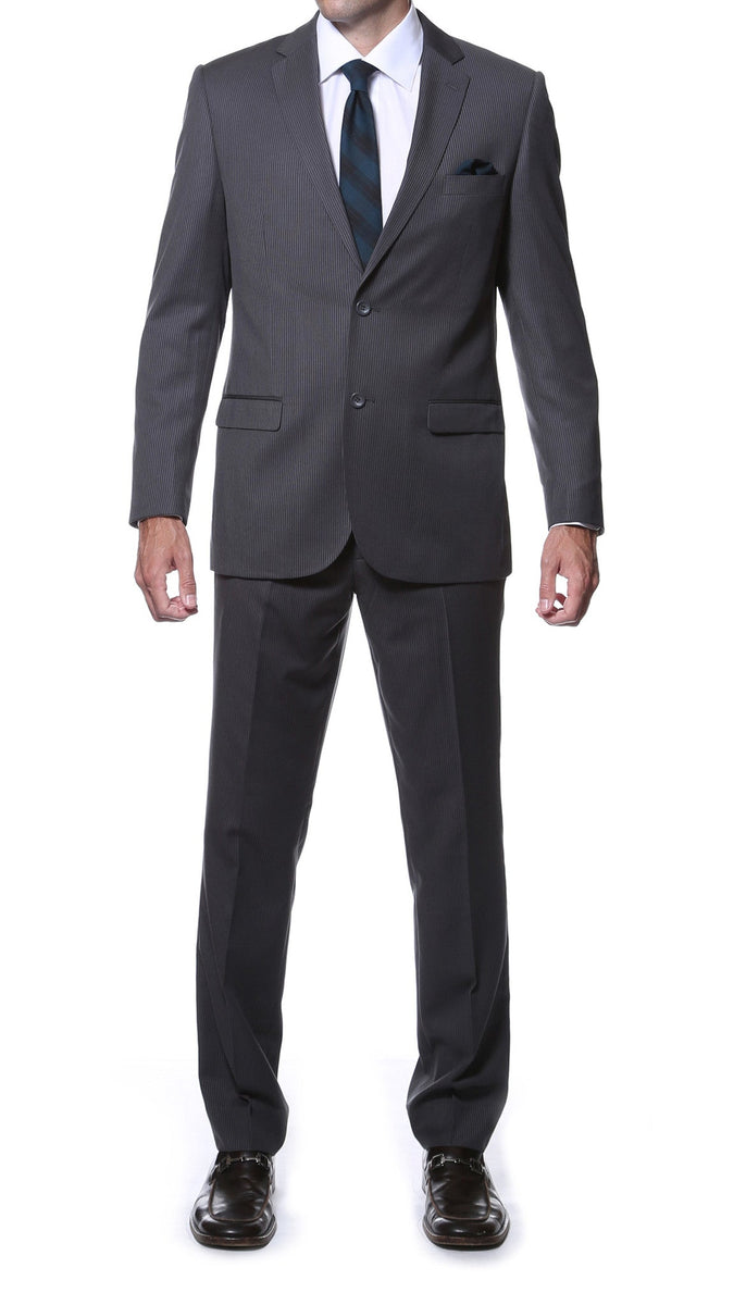 Parker Slim Fit Charcoal Striped Tone on Tone Wool Suit