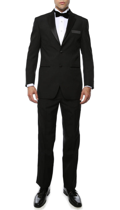 Paul Lorenzo Mens Black Regular Fit 2 Piece Tuxedo - Ferrecci USA 