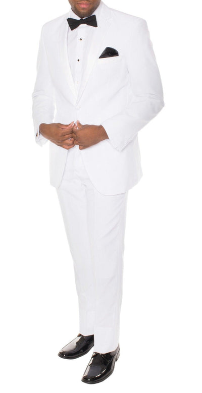 Paul Lorenzo Mens White Regular Fit 2 Piece Tuxedo - Ferrecci USA 
