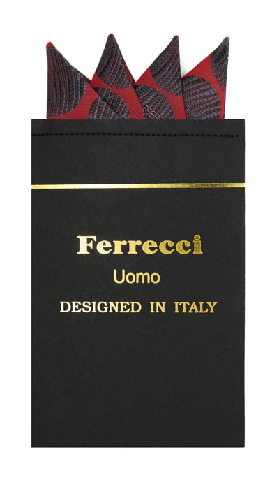 Pre-Folded Microfiber Burgundy Polkadot Handkerchief Pocket Square - Ferrecci USA 
