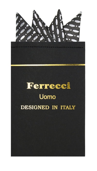 Pre-Folded Microfiber Grey Polkadot Handkerchief Pocket Square - Ferrecci USA 