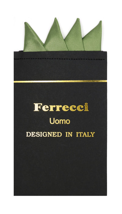 Pre-Folded Microfiber Hunter Green Handkerchief Pocket Square - Ferrecci USA 