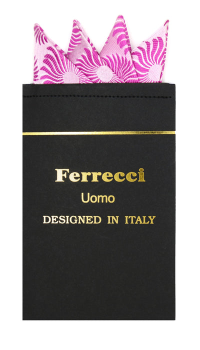 Pre-Folded Microfiber Pink Daisy Handkerchief Pocket Square - Ferrecci USA 