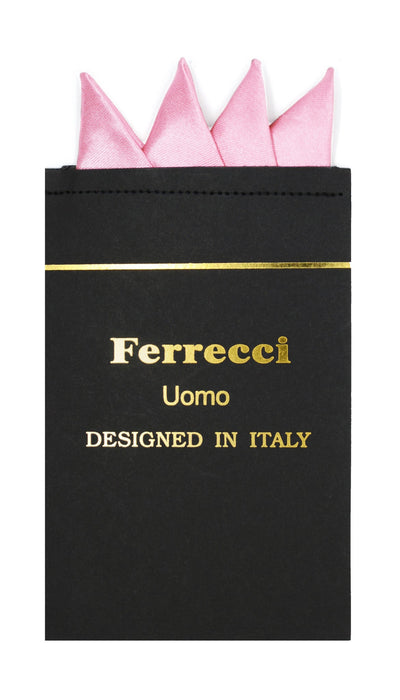 Pre-Folded Microfiber Pink Handkerchief Pocket Square - Ferrecci USA 