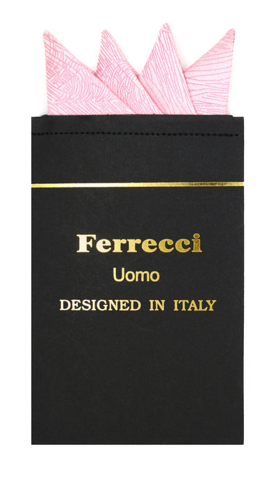 Pre-Folded Microfiber Pink Stripe Handkerchief Pocket Square - Ferrecci USA 