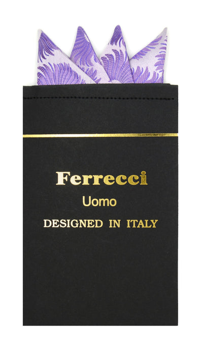 Pre-Folded Microfiber Purple Daisy Handkerchief Pocket Square - Ferrecci USA 