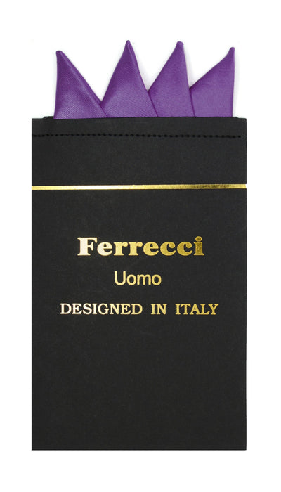 Pre-Folded Microfiber Purple Handkerchief Pocket Square - Ferrecci USA 