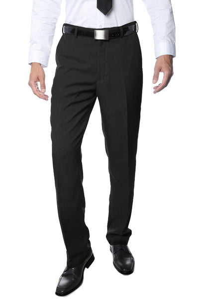 Premium Black Regular Fit Suspender Ready Formal & Business Pants - Ferrecci USA 