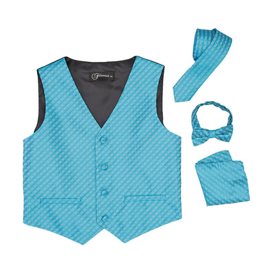 Premium Boys Turquoise Diamond Vest 300 Set - Ferrecci USA 