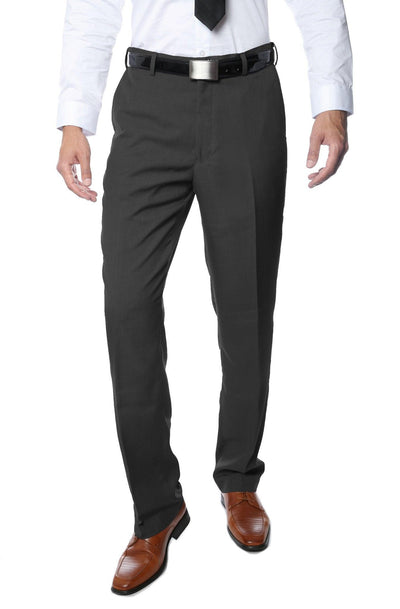 Premium Charcoal Regular Fit Suspender Ready Formal & Business Pants - Ferrecci USA 