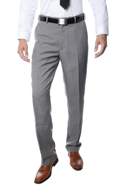 Premium Grey Regular Fit Suspender Ready Formal & Business Pants - Ferrecci USA 
