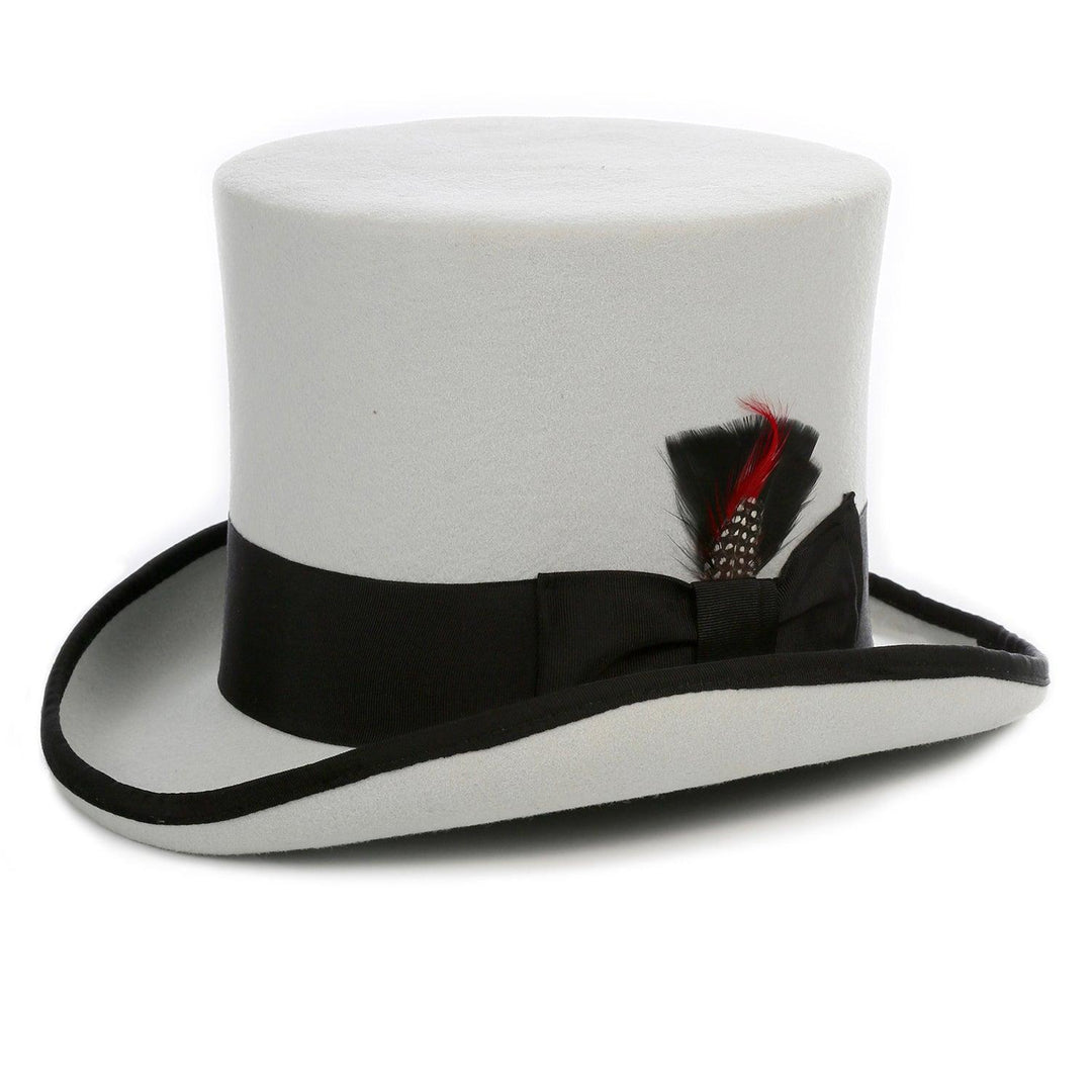 Leopard Wool Felt Top Hat, Unisex Top Hat Bow Feather, Tradition newest Style, Wedding Hat, Satin Lining Ribbon Band, Comfortable To Wear, Top Hat