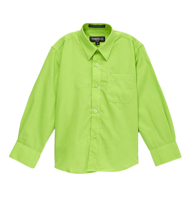 Premium Solid Cotton Blend Lime Green Dress Shirt - Ferrecci USA 