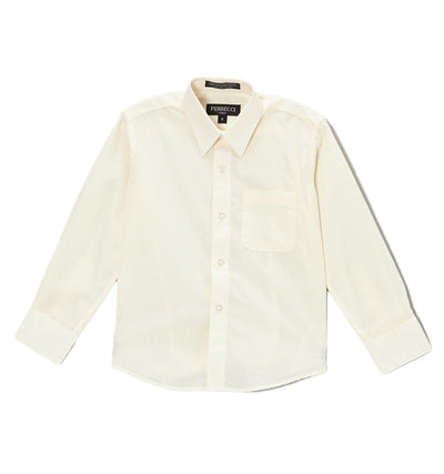 Premium Solid Cotton Blend Off White Dress Shirt - Ferrecci USA 