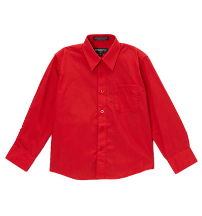 Premium Solid Cotton Blend Red Dress Shirt - Ferrecci USA 