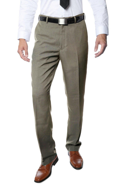 Premium Tan Regular Fit Suspender Ready Formal & Business Pants - Ferrecci USA 