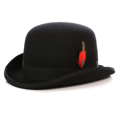 Premium Wool Black Derby Bowler Hat - Ferrecci USA 