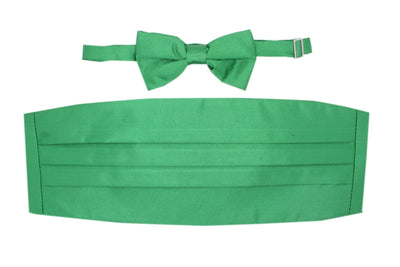 Satine Green Bow Tie & Cummerbund Set - Ferrecci USA 