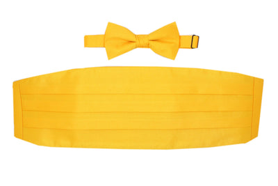 Satine Yellow Bow Tie & Cummerbund Set - Ferrecci USA 
