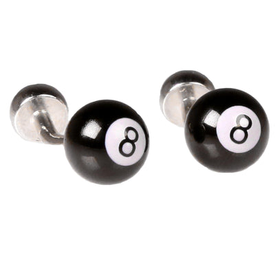 Silvertone Novelty 8 Ball Cufflinks with Jewelry Box - Ferrecci USA 