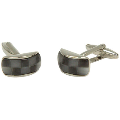 Silvertone Novelty Checkered Cufflinks with Jewelry Box - Ferrecci USA 