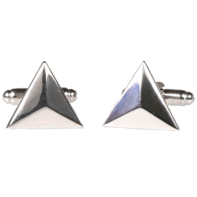 Silvertone Novelty Triangle Cufflinks with Jewelry Box - Ferrecci USA 