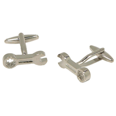 Silvertone Novelty Wrench Cufflinks with Jewelry Box - Ferrecci USA 