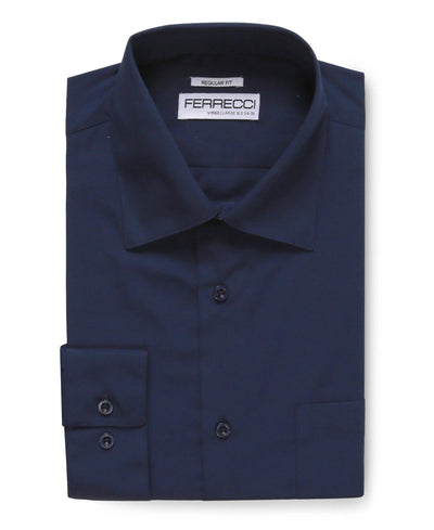 Virgo Navy Regular Fit Dress Shirt - Ferrecci USA 