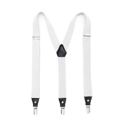 White Clip-On Unisex Suspenders - Ferrecci USA 
